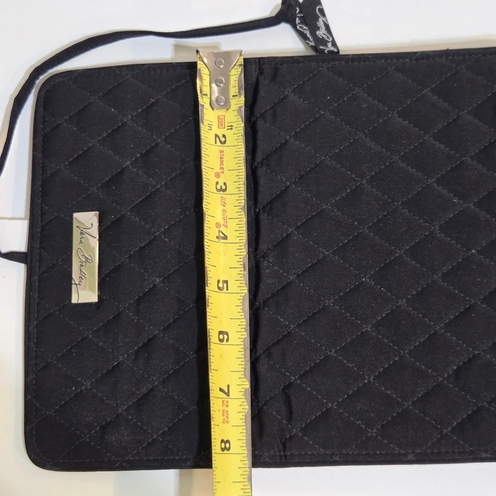 Vera Bradley Jewelry Organizer Black Quilted Microfiber Travel Case Tri Fold